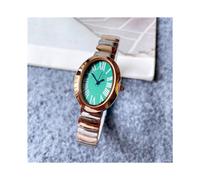 Reloj de pulsera de acero y metal, de marca, para mujer y niña, con esfera ovalada de 24 mm, color verde