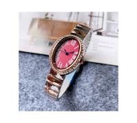 Reloj de pulsera de acero y metal para mujer y niña, de marca, con esfera ovalada de diamantes de 24