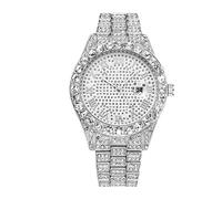 Reloj de Pulsera de aleación Mujer Reloj de Pulsera de analógico Caja de aleación Diamante Completo Esfera Digital Reloj de Vestir Informal Reloj de Pulsera de Negocios Digital Fósil (C, One Size)