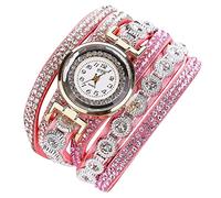Reloj de pulsera de analógico informal a la para mujer, reloj de pulsera, correa de terciopelo con pulsera de cuerda de diamante, reloj para mujer Encanto Nueve Relojes Destornillador (Pink, One Size)
