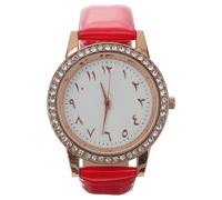 Reloj de pulsera de cristal para mujer, diseño moderno y brillante, ajustable, rojo, 24 x 4 cm, 1 unidad