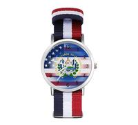 Reloj de pulsera de cuarzo personalizado con la bandera de El Salvador de Estados Unidos y números arábigos con correa ajustable para hombres y mujeres, Estilo:, regular, MHXYZHW