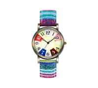 Reloj de pulsera de cuero para mujer, multicolor con patrón de arco iris, colorido reloj con caja de reloj, azul, talla única