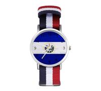 Reloj de pulsera de madera con diseño de bandera de El Sal-vador, de cuarzo, números arábigos, con correa ajustable, para hombres y mujeres