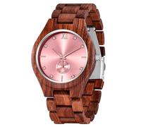 Reloj de pulsera de madera para hombre hecho a mano, ligero, analógico, de cuarzo, para hombre, Rojo -, 45 mm