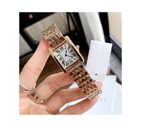 Reloj de pulsera de marca (oro rosa) para mujer y niña, esfera rectangular de 24 mm, reloj de acero
