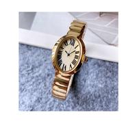 Reloj de pulsera de marca (todo en oro) para mujer y niña, esfera ovalada de 24 mm, estilo acero y metal,