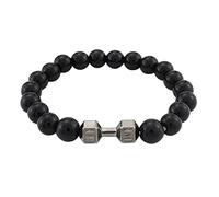 Reloj de pulsera de metal brillante con mancuernas versátiles pulsera de perlas pulsera de cuero para hombre, talla única, Emperor Stone, No es una piedra preciosa