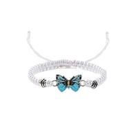 Reloj de pulsera de plata tejida a mano, pulsera de mariposa, pulsera para hombre y mujer, regalo de cumpleaños, pulsera original, talla única, Algodón, Sin gemas