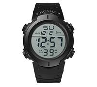 Reloj de pulsera deportivo de goma para hombre, con pantalla LCD, digital, cronómetro, fecha, negro, talla única