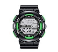 Reloj de pulsera deportivo para hombre, con pantalla LCD, cronómetro, fecha, digital, de goma, para hombre, con luz, verde, talla única