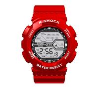 Reloj de pulsera deportivo para hombre, con pantalla LCD, cronómetro, fecha, digital, de goma, para hombre, con luz, rosso, talla única