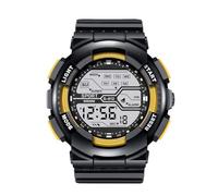 Reloj de pulsera deportivo para hombre, con pantalla LCD, cronómetro, fecha, digital, de goma, para hombre, con luz, amarillo, talla única