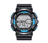 Reloj de pulsera deportivo para hombre, con pantalla LCD, cronómetro, fecha, digital, de goma, para hombre, con luz, azul celeste, talla única