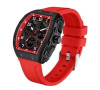 Reloj de pulsera deportivo rectangular único para hombre, con pantalla digital analógica de doble hora, cronómetro, diseño punk, genial, resistente al agua, 5 ATM, para hombre, rosso