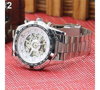 Reloj de pulsera deportivo Renikh de acero inoxidable, automático, mecánico, con esqueleto, de cuerda