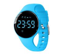 Reloj de pulsera digital con podómetro, vibración, alarma, distancia, cronómetro y ejercicio, resistente al agua, recargable, para actividades al aire libre, para niños y niños, 33-azul-a, Moderno