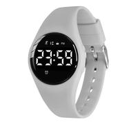 Reloj de pulsera digital con podómetro, vibración, alarma, distancia, cronómetro y ejercicio, resistente al agua, recargable, para actividades al aire libre, para niños y niños, 38-gris, Correa: