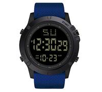 Reloj de pulsera digital de cuarzo de goma con fecha de alarma LED para hombre, reloj deportivo de moda, reloj de aprendizaje, azul, talla única