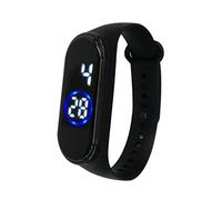 Reloj de pulsera digital de silicona para hombre, 50 m, con luz LED, de silicona, unisex, reloj de hora mundial, negro, One Size