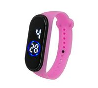 Reloj de pulsera digital de silicona para hombre, 50 m, con luz LED, de silicona, unisex, reloj de hora mundial, rosa, One Size