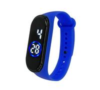 Reloj de pulsera digital de silicona para hombre, 50 m, con luz LED, de silicona, unisex, reloj de hora mundial, azul, One Size