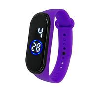 Reloj de pulsera digital de silicona para hombre, 50 m, con luz LED, de silicona, unisex, reloj de hora mundial, morado, One Size
