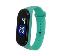 Reloj de pulsera digital de silicona para hombre, 50 m, con luz LED, de silicona, unisex, reloj de hora mundial, Verde oscuro, One Size