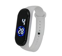 Reloj de pulsera digital de silicona para hombre, 50 m, con luz LED, de silicona, unisex, reloj de hora mundial, blanco, One Size