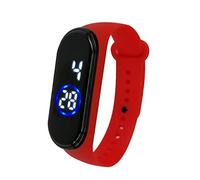 Reloj de pulsera digital de silicona para hombre, 50 m, con luz LED, de silicona, unisex, reloj de hora mundial, rosso, One Size
