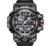 Reloj de pulsera digital para hombre, analógico, digital, deportivo, militar, para hombre, niño, exterior, impermeable, con despertador, luz LED, fecha, semana, 12/24 h, multifunción, táctico, Blanco