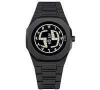 Reloj de pulsera digital para hombre con números arábigos, esfera redonda negra con pantalla LED, a prueba de salpicaduras, correa ajustable, estilo único de Oriente Medio para uso casual o de