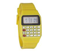 Reloj de pulsera electrónico de silicona multitiempo, calculadora de muñeca, pulseras de amor que se iluminan, amarillo, One Size