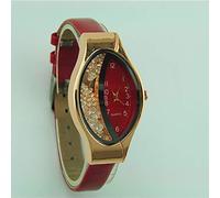 Reloj de pulsera genérico Semi- tipo arena reloj para mujer, esfera pequeña, reloj de pulsera para mujer, elipse, reloj original, rojo, talla única