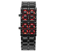 Reloj de Pulsera LED,Reloj de Pulsera con iluminación LED de Moda,Reloj de Pulsera electrónico para Parejas,con luz LED,Adecuado para Estudiantes y Parejas(Luz roja de Banda Negra)