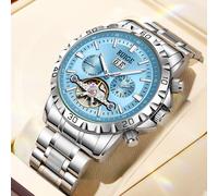 Reloj de pulsera mecánico automático de negocios para hombre RUIGE, correa de acero inoxidable, deportivo de negocios, multifuncional, con calendario, , mecánico , regalo para hombre