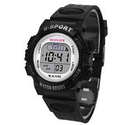 Reloj de pulsera para adolescentes, reloj deportivo con alarma, fecha, LED, reloj digital para niños de 10 a 12 años, negro, talla única, Correa