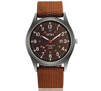 Reloj de pulsera para hombre, calendario de moda, 2019, tejido de nailon, reloj de pulsera digital y analógico, reloj de lujo para hombre, un regalo para mi padre, marrón, talla única, Correa