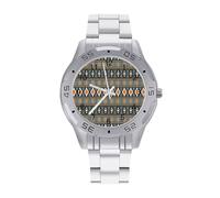 Reloj de pulsera para hombre con diseño tribal africano Kente, correa de reloj de acero inoxidable, analógico, de cuarzo, para negocios