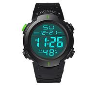 Reloj de pulsera para hombre, con pantalla LCD, digital, cronómetro, fecha, goma, deportivo, mecánico, para hombre, verde, talla única