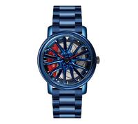 Reloj de pulsera para hombre creativo 3D con rueda de coche giratoria, relojes giratorios con diseño de llanta y cubo, reloj de pulsera elegante de cuarzo con correa de acero inoxidable, regalos para