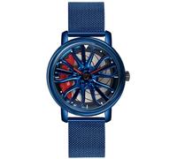 Reloj de pulsera para hombre creativo con rueda de coche giratoria en 3D, relojes giratorios con diseño de llanta y buje, reloj de pulsera elegante de cuarzo de moda con correa de acero inoxidable