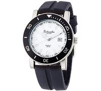 Reloj de pulsera para hombre, de cuarzo con indicador de fecha, correa de silicona, color negro, esfera blanca, 36451