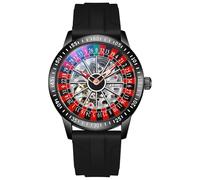 Reloj de Pulsera para Hombre, mecánico, automático, Hueco, Impermeable, Luminoso, Correa de Acero Inoxidable, Rueda de Ruleta, Negocios, Casual, para Hombre, Silicona Negra, Moderno, Elegante, Casual