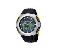 Reloj de pulsera para hombre R2323DX9 con cronógrafo y correa de resina negra y pantalla doble