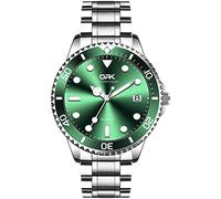 Reloj de pulsera para hombre, reloj de cuarzo analógico diseñado a la moda con pantalla de calenda, reloj clásico para hombre que brilla en la oscuridad con correa de acero inoxidable, verde, Modern