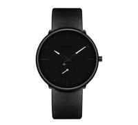 Reloj de pulsera para hombre, ultrafino, minimalista, impermeable, a la moda, unisex, con correa de cuero, Blanco