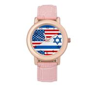 Reloj de pulsera para mujer con la bandera de Israel y Estados Unidos, correa suave, regalo para cumpleaños, día de San Valentín