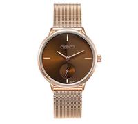 Reloj de pulsera para mujer de acero inoxidable con correa de malla trenzada de diseño simple, analógico, de cuarzo
