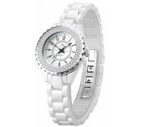 Reloj de Pulsera para Mujer de Cuarzo analógico con Cristales de Swarovski, Resistente al Agua, Blanco y cerámica